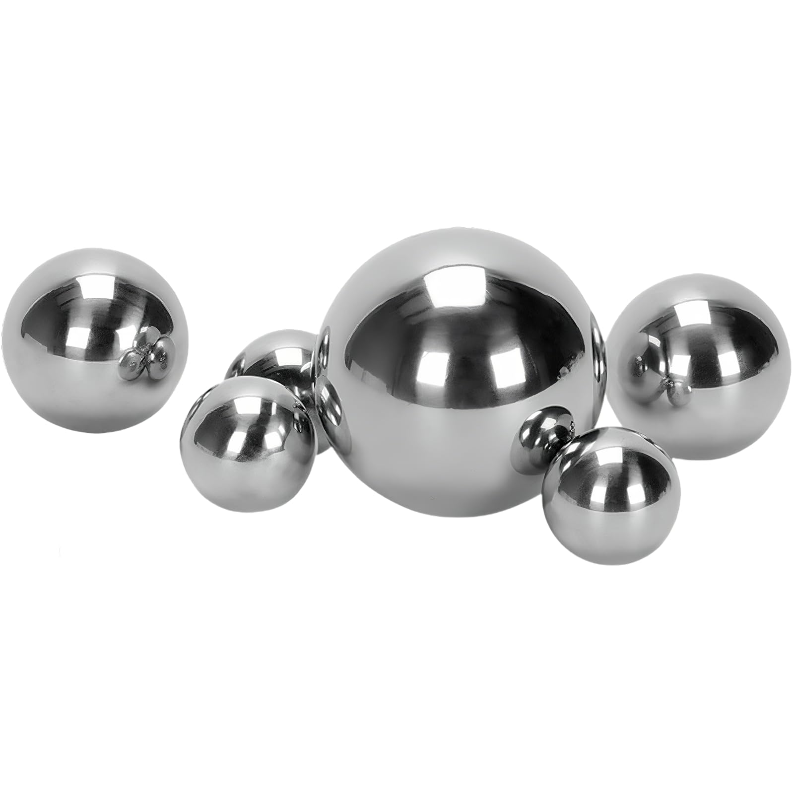 LAINIKE 6 Stück Dekokugel Schwimmkugeln Edelstahl Dekokugel Silber Schwimmkugeln Teichkugeln Schwimmkugel für Teich Miniteich Zierbrunnen Metallkugel Garten Deko Kugel (Silber)