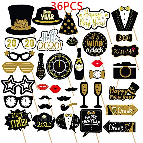 BESTZY 36pcs Boda Photo Booth Props, Photobooth Accesorios para Bigotes Labios Corbatas...