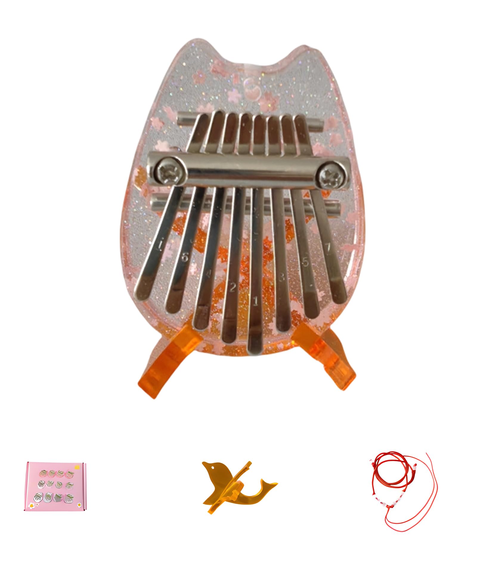 Mini 8-Note Thumb Piano, Starry Pink Cat Thumb Piano Musical Instrument for Relaxation, Learning Music, and Gift Giving, Portable and Easy to Play for Beginners and Music Lovers-image-49