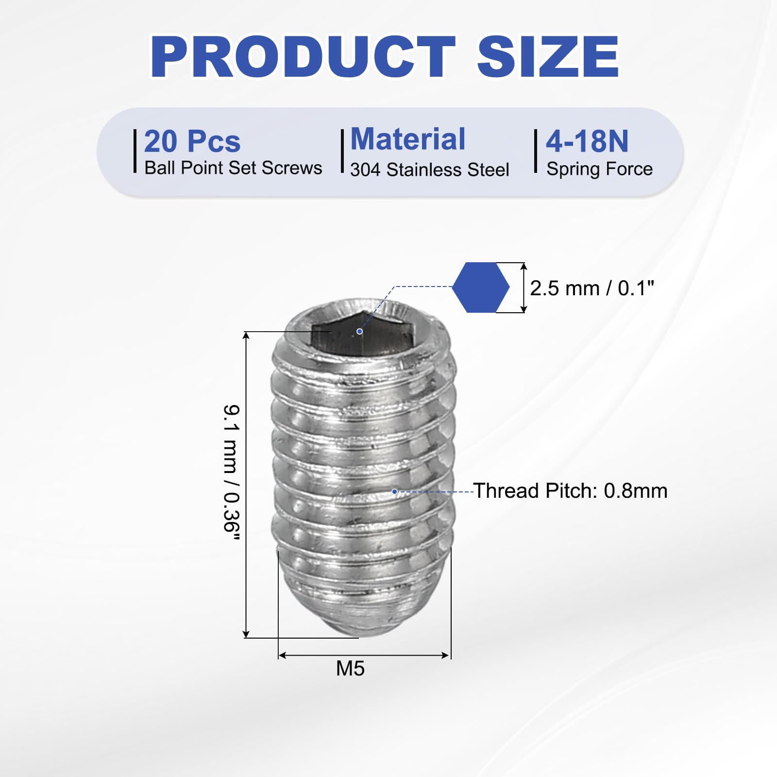 PATIKIL M5x8mm Ball Point Set Screws - Image 2
