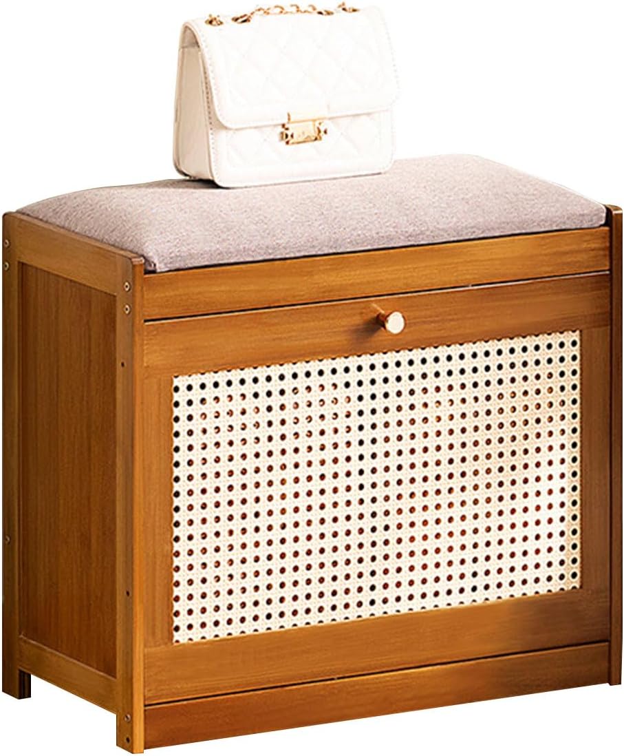 Integrated Entrance Bench, High-End Light Luxury Shoe-Wearing Stool Mulifunctional Shoe Changing Step Stools for Living Room Bedroom Entryway Office,50cm,Brown