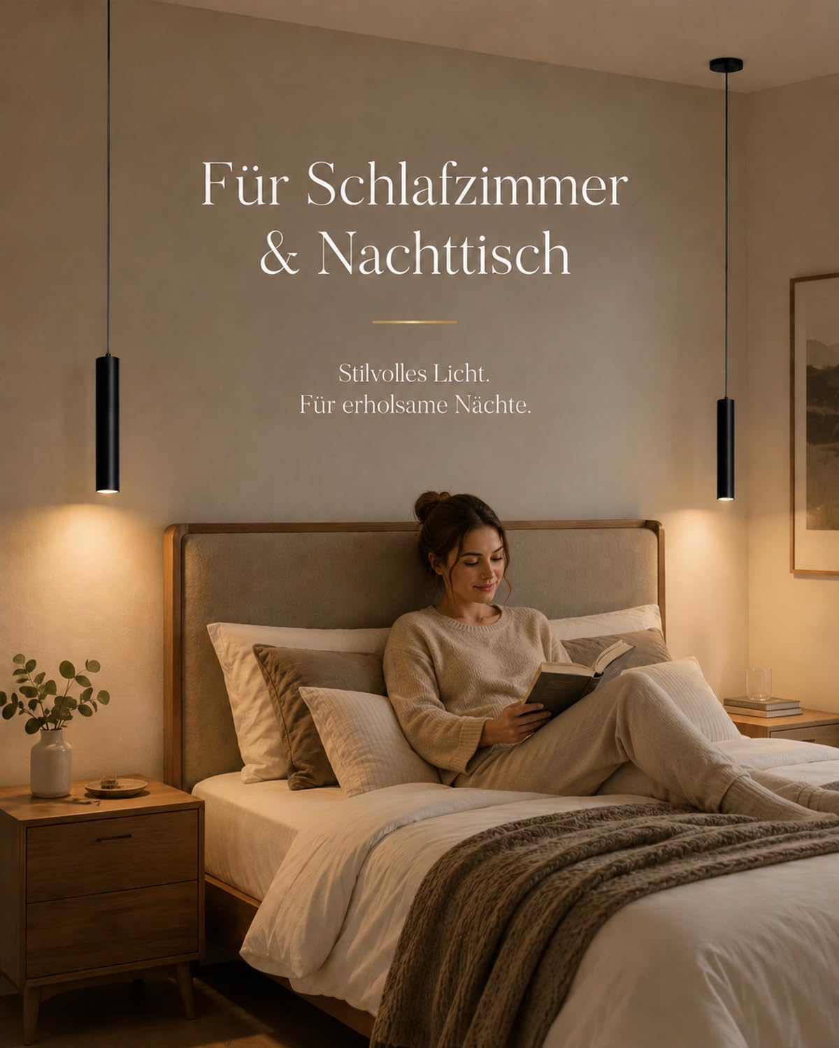 ACMHNC 2 Stück Pendelleuchte GU10 Schwarz, Höhenverstellbar für Kücheninsel | 10W Zylinder Hängeleuchte mit 120 cm Kabel, 3 Lichtfarben für Küche Esstisch, Ø 6 × 30 cm