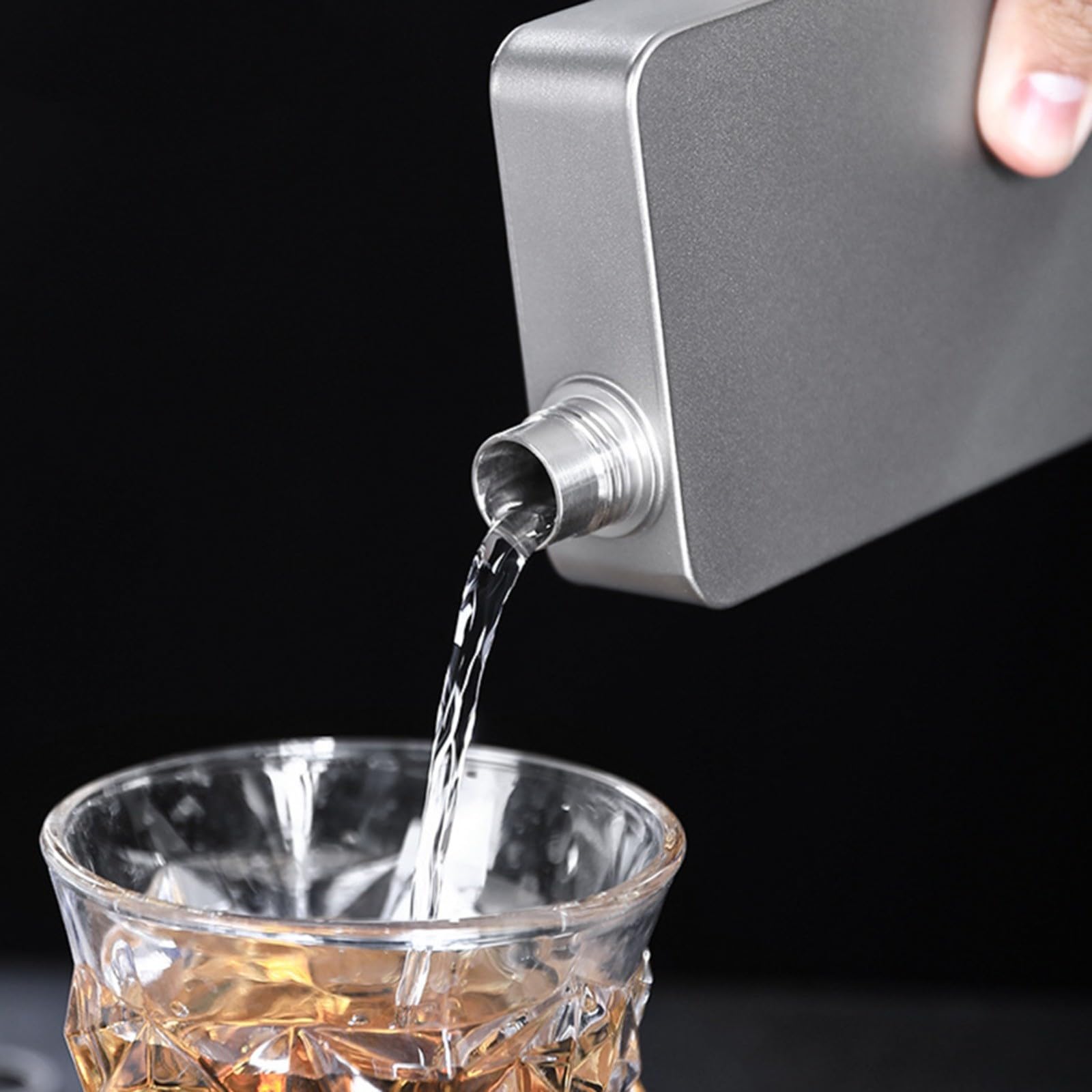 Flachmann aus reinem Titan, 400 ml, ultraleicht, auslaufsicher, quadratisch, für Whiskey, Reisen, Camping, Wandern