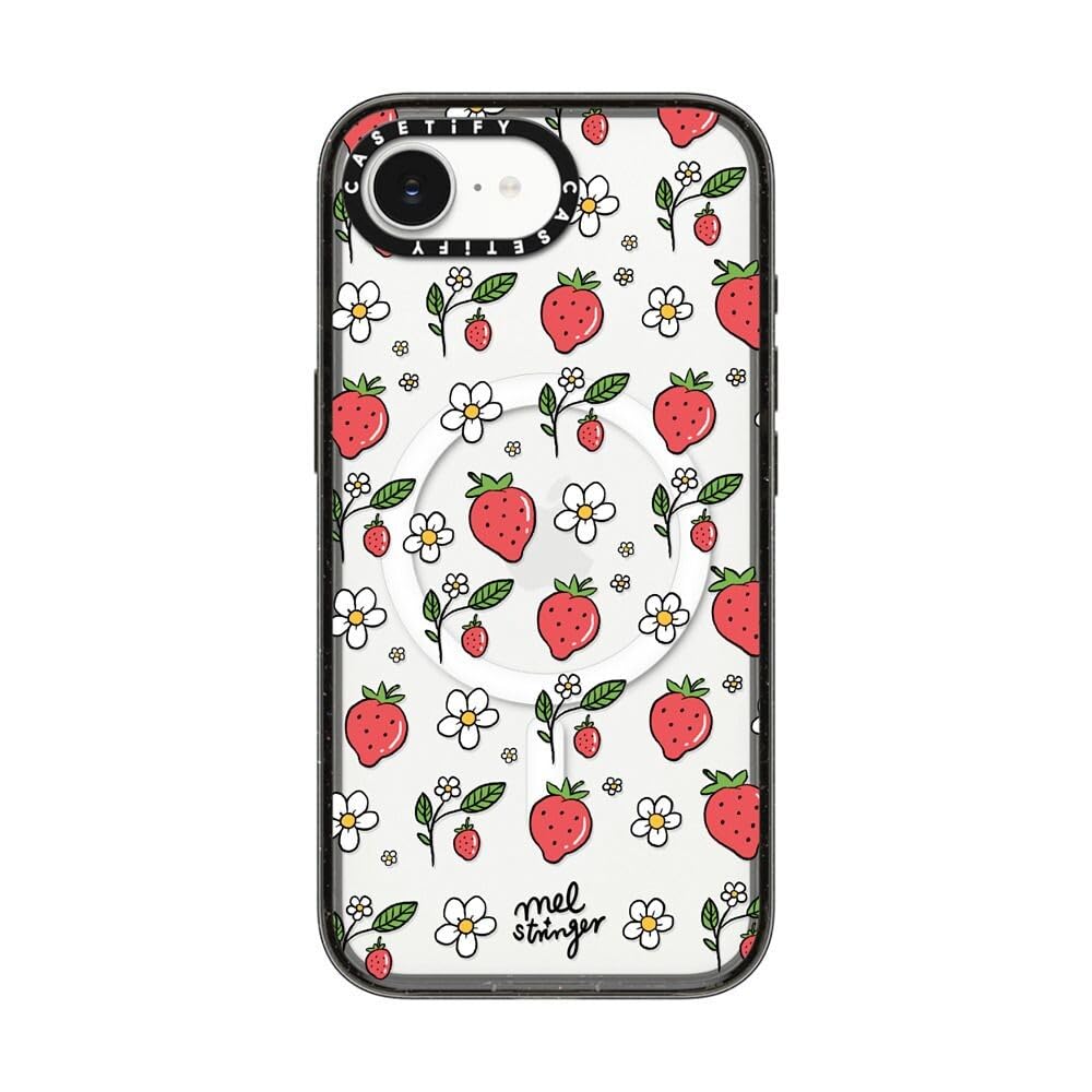 Coque iPhone 16e CASETiFY antichoc MagSafe noir transparent Mel Stringer - 8