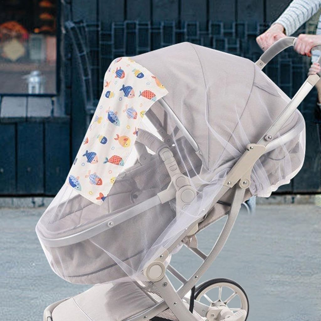 SNOWIE SOFT® Mosquito Net for Stroller Breathable Fine Mesh with Button-up Removable Shield Curtain,Mosquito Net with Elastic Edge,Universal for Strollers Bassinets Mini Crib Cradles - Image 7 thumbnail