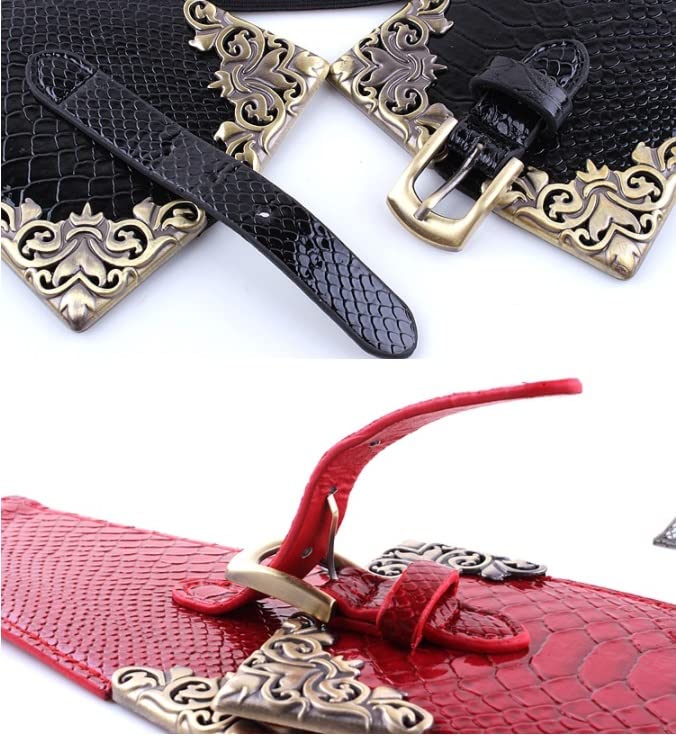 belt,belts for women, Vintage Wide Elastic Stretch Waist Belt Retro Cinch Buckle Belt Dress Belt for Women Girls4