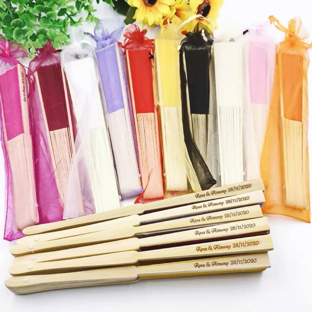 20 Abanicos Plegables Personalizados con Grabado De Boda, Abanicos De Boda con Nombre Personalizado For Invitados, Suministros Portátiles For Fiestas Y Bodas, Abanico De Mano, Decoración De