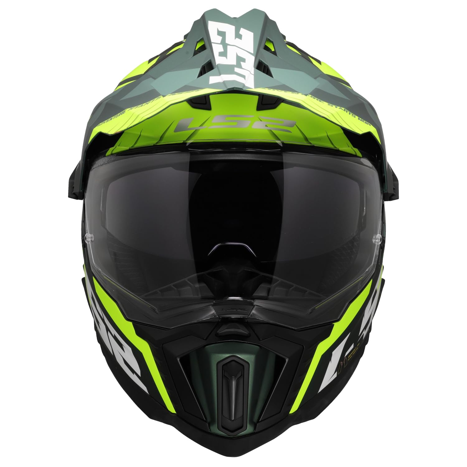 LS2, Casco Moto Cross EXPLORER SPIRE Green H-V Yellow, M