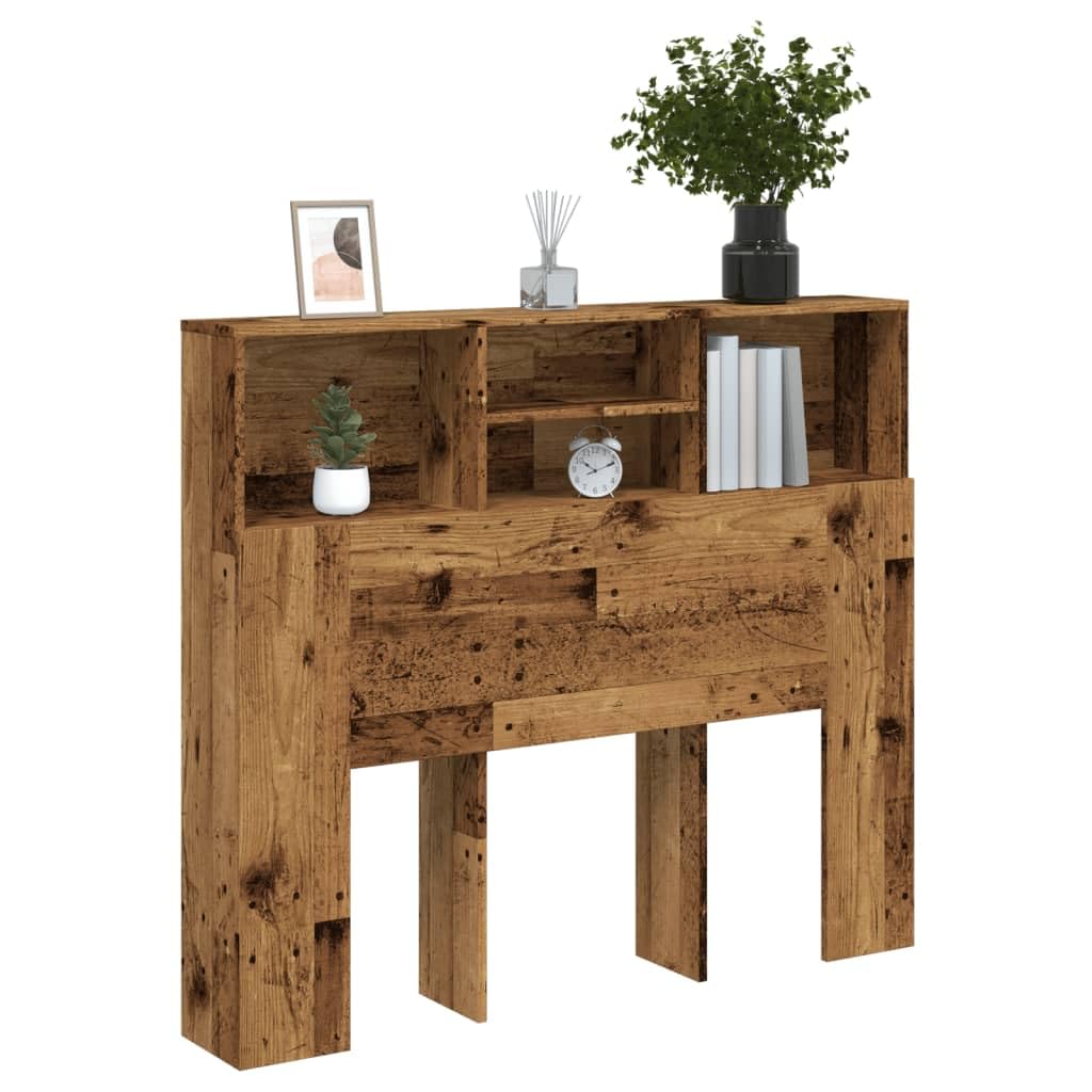 Homgoday Cabecero con caja de madera de 120 x 19 x 103,5 cm, de aglomerado, para muebles, baúles y baúles, caja de jardín, porta herramientas de jardín, puf de exterior, baúl de exterior