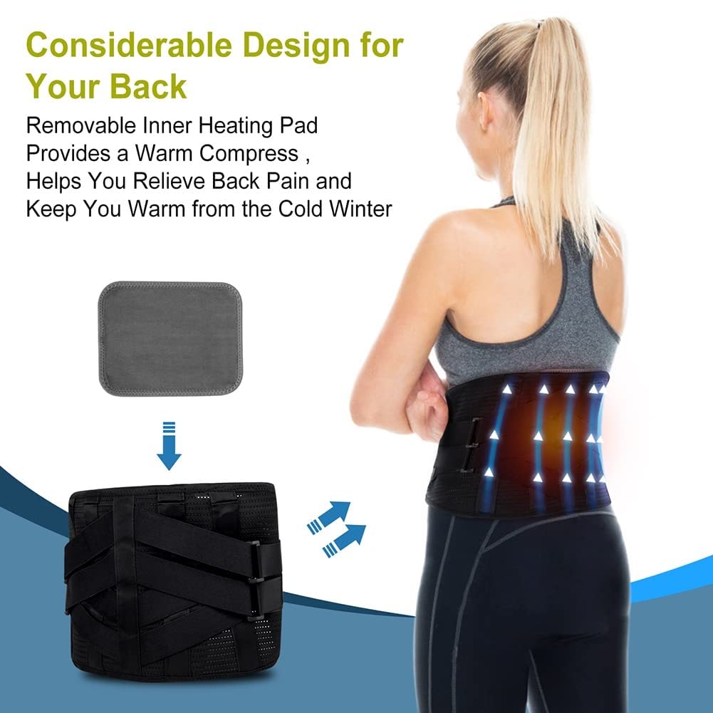 Refuerzo Trasero Calentado para El Alivio del Dolor De Espalda Baja Soporte Lumbar Cinturón Compresión Calefacción Hombres Mujeres Recargable para Hernia Disco Y Alivio Dolor Escoliosis (Color : Blac
