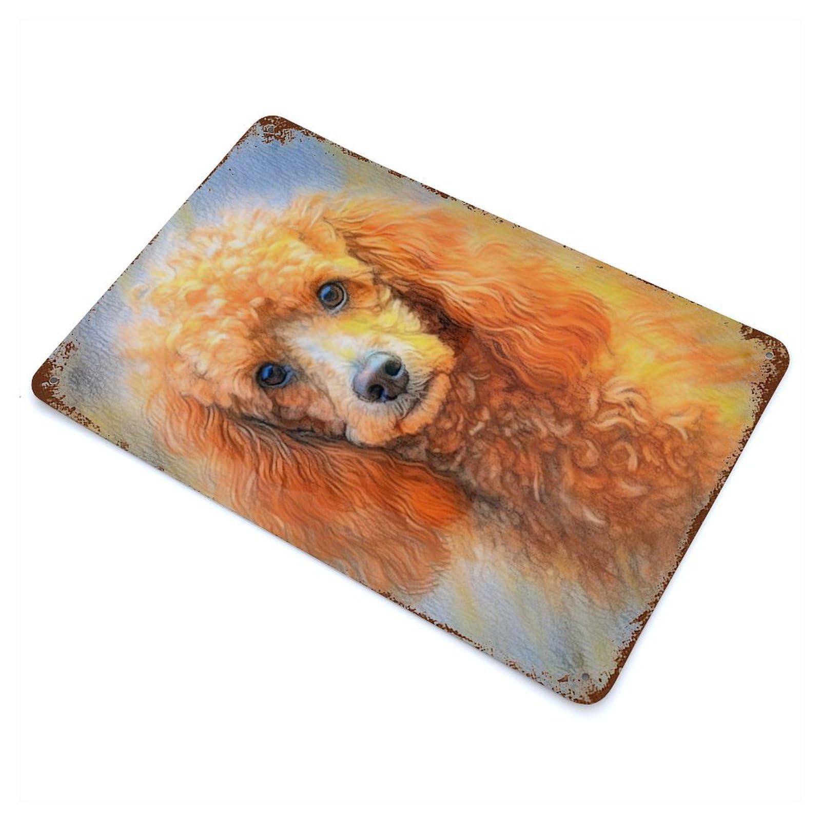 Poodle Sketch Decorative Tin Sign 11.8"x7.9", for Bistro, Counter And Cafe Decor, Classic Wall Plaque