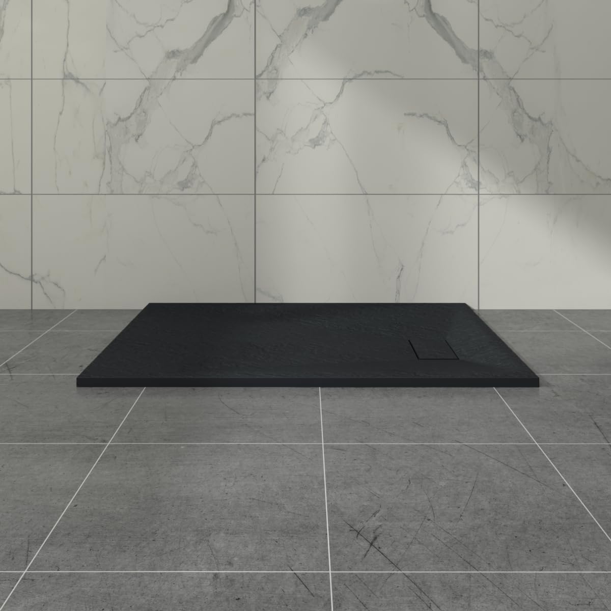 Aquariss Slate Effect 1300 x 800mm Rectangular Wetroom Shower Tray Black