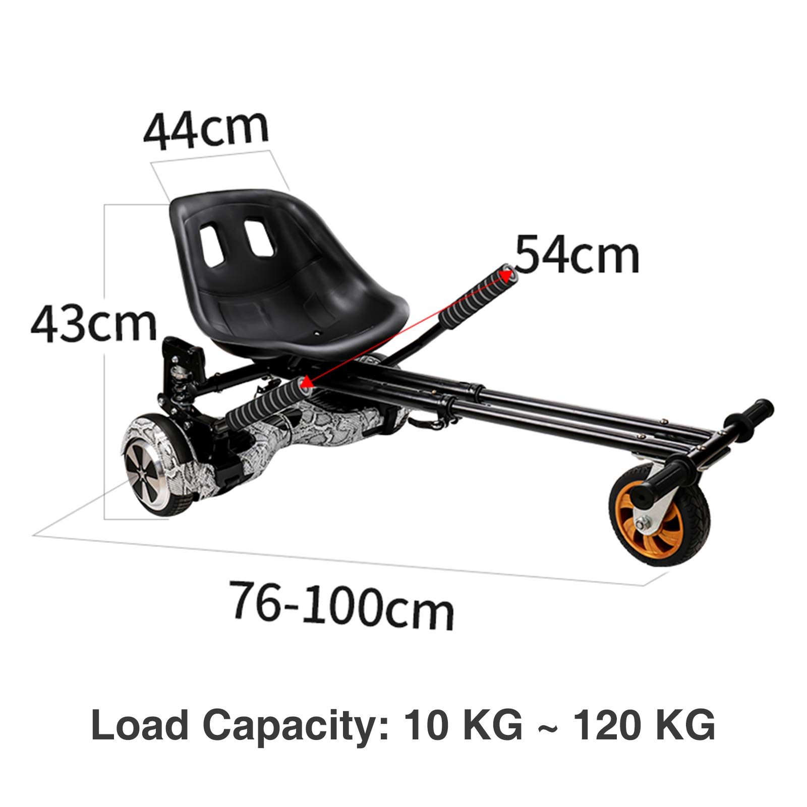 TGHY Kart Hoverboard Hoverkart Regolabile Attacco per Carrello da Go-Kart per Scooter Autobilanciato con Doppio Ammortizzatore e Ruote in Gomma Adatto per Hoverboard da 6,5" 8" 10"