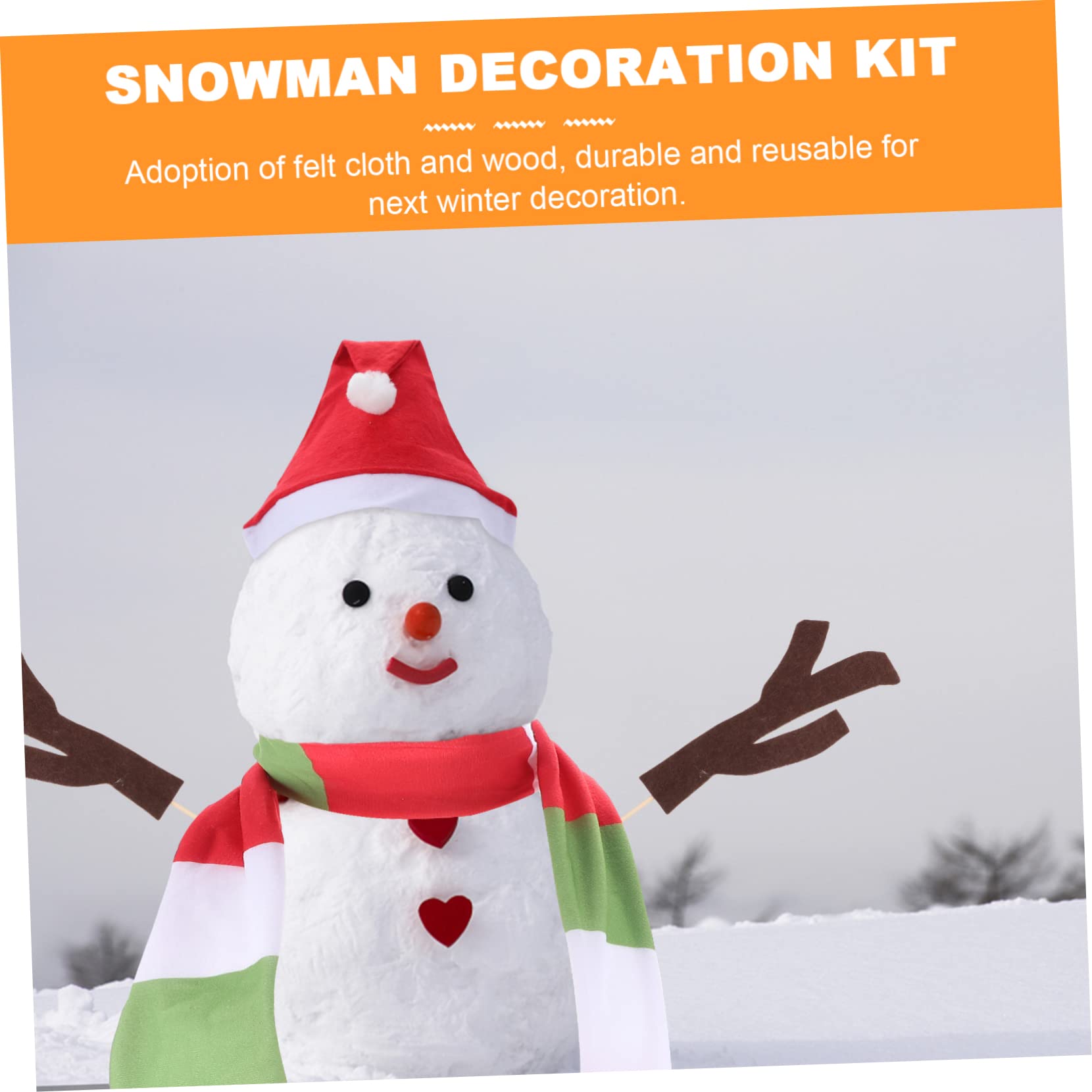 Schneemann Verkleidungsset und Stoff mit Mütze und Schal Praktisches Selbstgemacht Weihnachtsdeko für Kinder 16 Stück für Kreative Winterdekoration