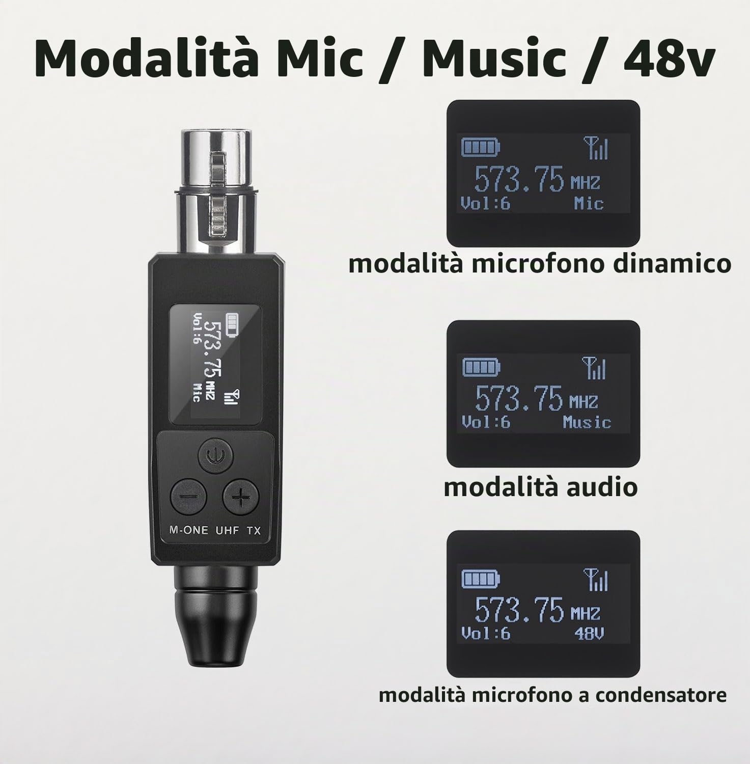 Sistema Microfonico Wireless UHF, Trasmettitore e Ricevitore XLR Wireless per Microfono Dinamico, Microfono Condensatore, Mixer audio, Sistema PA