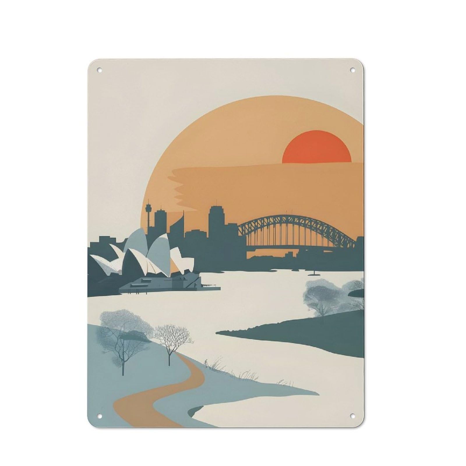 Junmoney Australia Sydney City Retro Decorative Tin Plaque 40X30cm Featuring Novelty Wall Art For Bedroom, Kitchen, Office Or Living Room