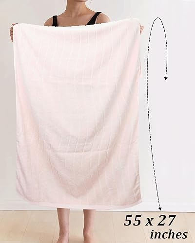 Miniatura 2 de Cleanbear Juego de 2 toallas de baño de lujo, diseño de rayas onduladas para decoración de baño, juego de toallas de baño suaves 100% algodón