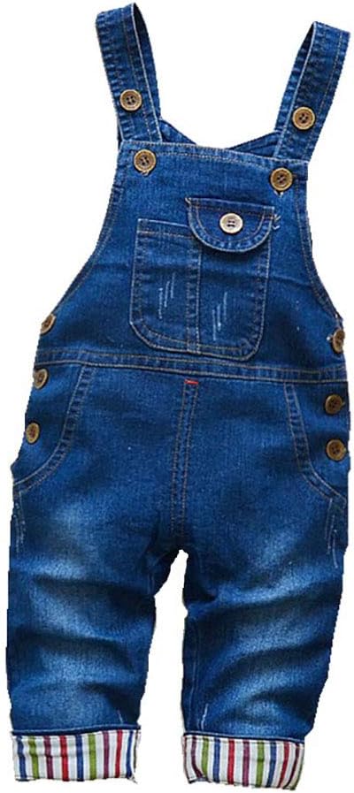Boys/Girls Adjustable Denim Pants Baby Denim Overalls Jumpsuits for Toddler/Infant