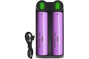 Universal Smart 2 Slots 18650 Battery Charger Set with Rechargeable Flat-top Batteries