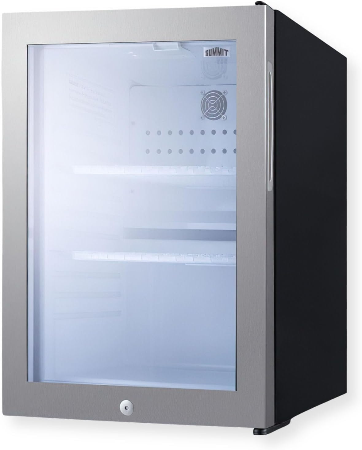 Summit Appliance MB27GLSS 16" Wide Compact Minibar; RHD Swing; 1.2 cu.ft Capacity; Automatic Defrost; Interior LED Light; Double Pane Tempered Glass Door; Digital Controls; Commercial Design