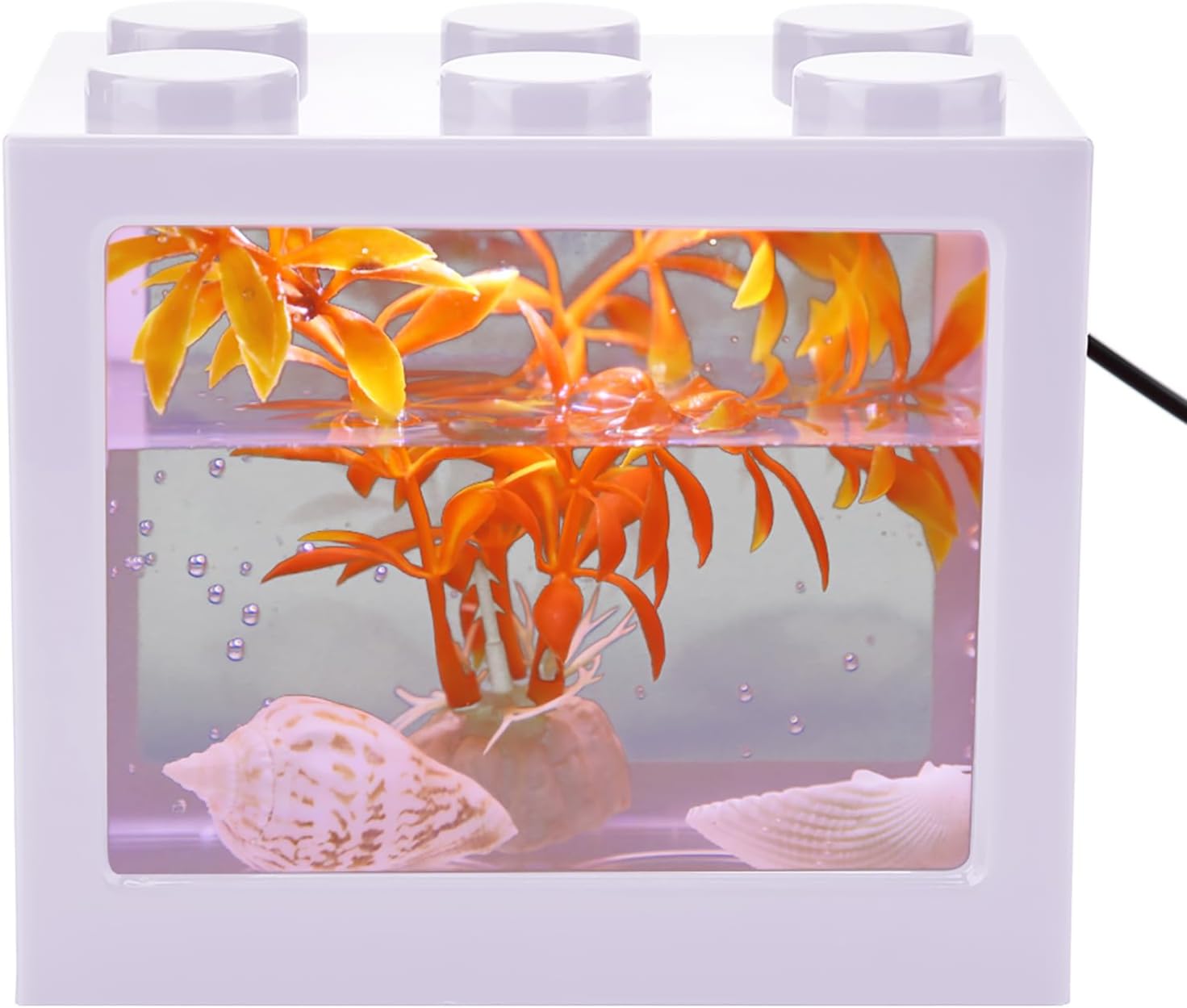 Mini Fish Tank, Aquarium and Accessories, LED Light Lamp Fish Tank Box Office Tea Table Decor Mini Aquarium, Plastic Living Room for Office (White) Mini Fish Tank, Aquarium and Accessories, LED Light Lamp Fish Tank Box Office Tea Table Decor Mini Aquarium, Plastic Living Room for Office (White)