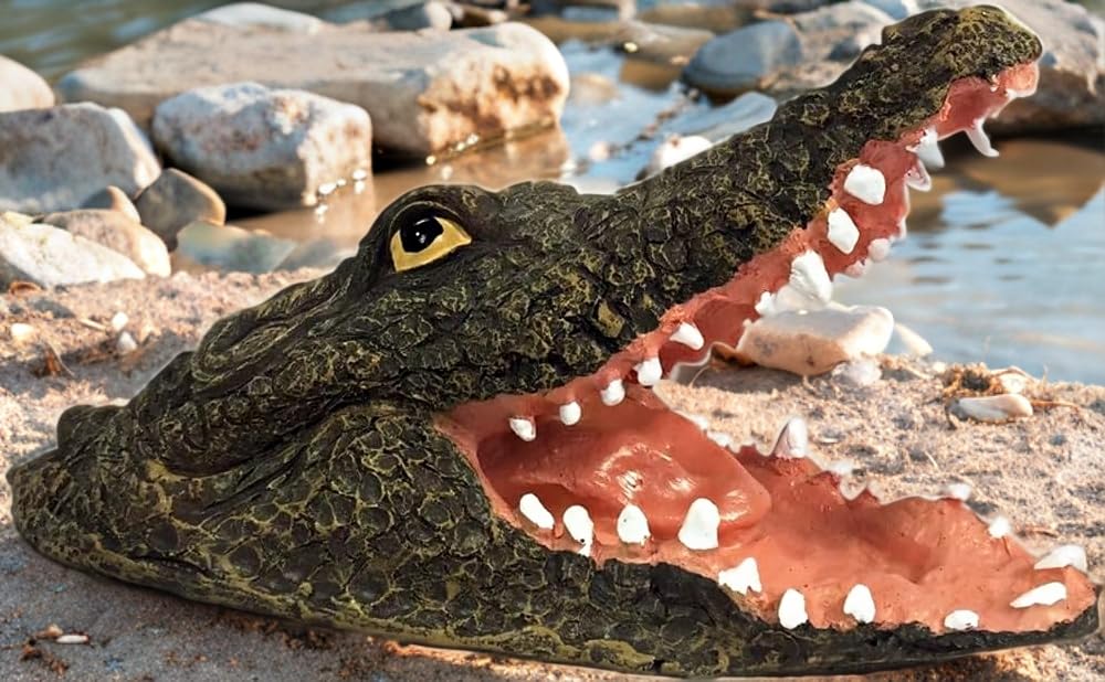 Alligator Head ornaments outdoor Floating Crocodile Heads statue garden Pond figures Water Feature Reptile Sculpture yard Animal Law balcony fence figurine decoration Gifts