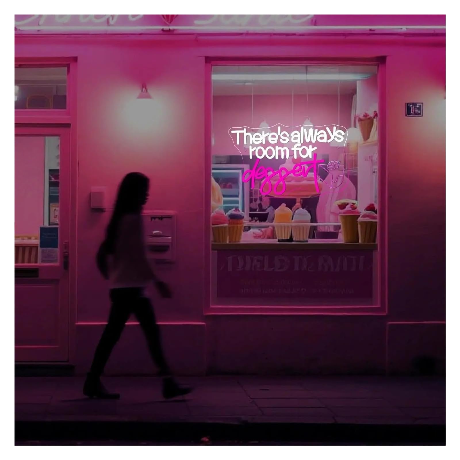 XENITE Luces Art Decoration Christmas Lámpara LED Regulable There's Always Room Para Tiendas De Aperitivos, Dulces Y Postres, Bares, Dormitorios, Fiestas Y Decoración Del Hogar 43cmx27cm