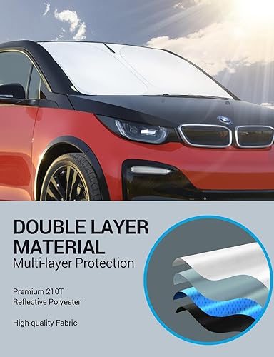 Miniatura 6 de Proadsy Parasol plegable para parabrisas delantero, ajuste personalizado, accesorios para BMW i3 2014-2022, actualización 2023