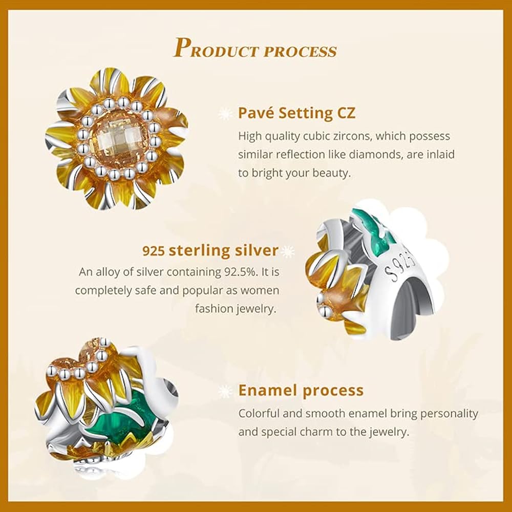 Amazon | ひまわりチャームペンダント パンドラブレスレット用 925