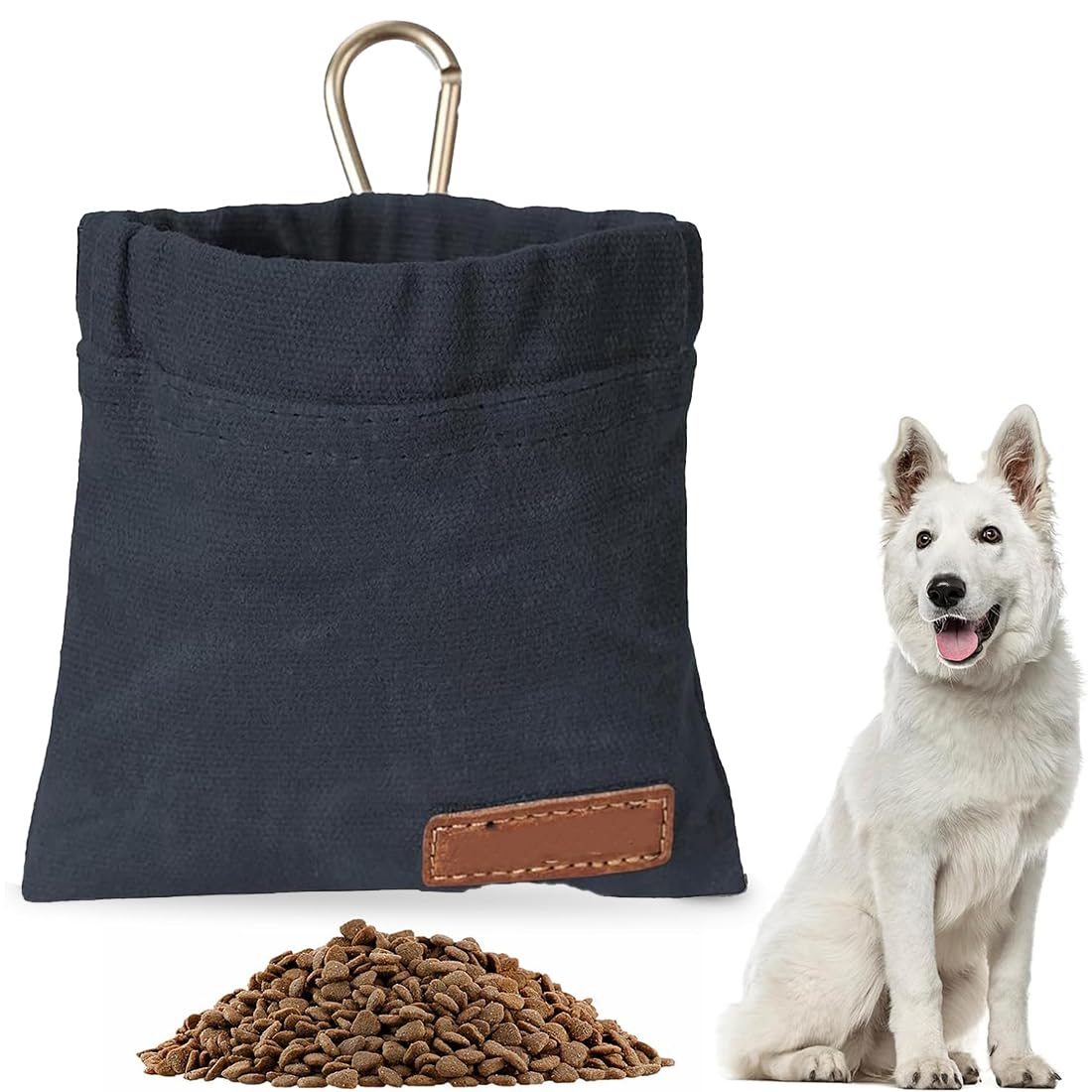 Borsa Addestramento Cane, Porta premietti per Cani, Porta Snack Cane, Sacchetto per cani a mani libere con moschettone, addestramento Cani Accessori, per addestramento di Cani (Nero)