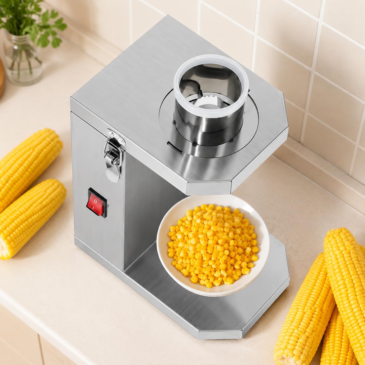 GSHSHOU Commercial Electric Corn Peeler with 6.5cm Wide Chute