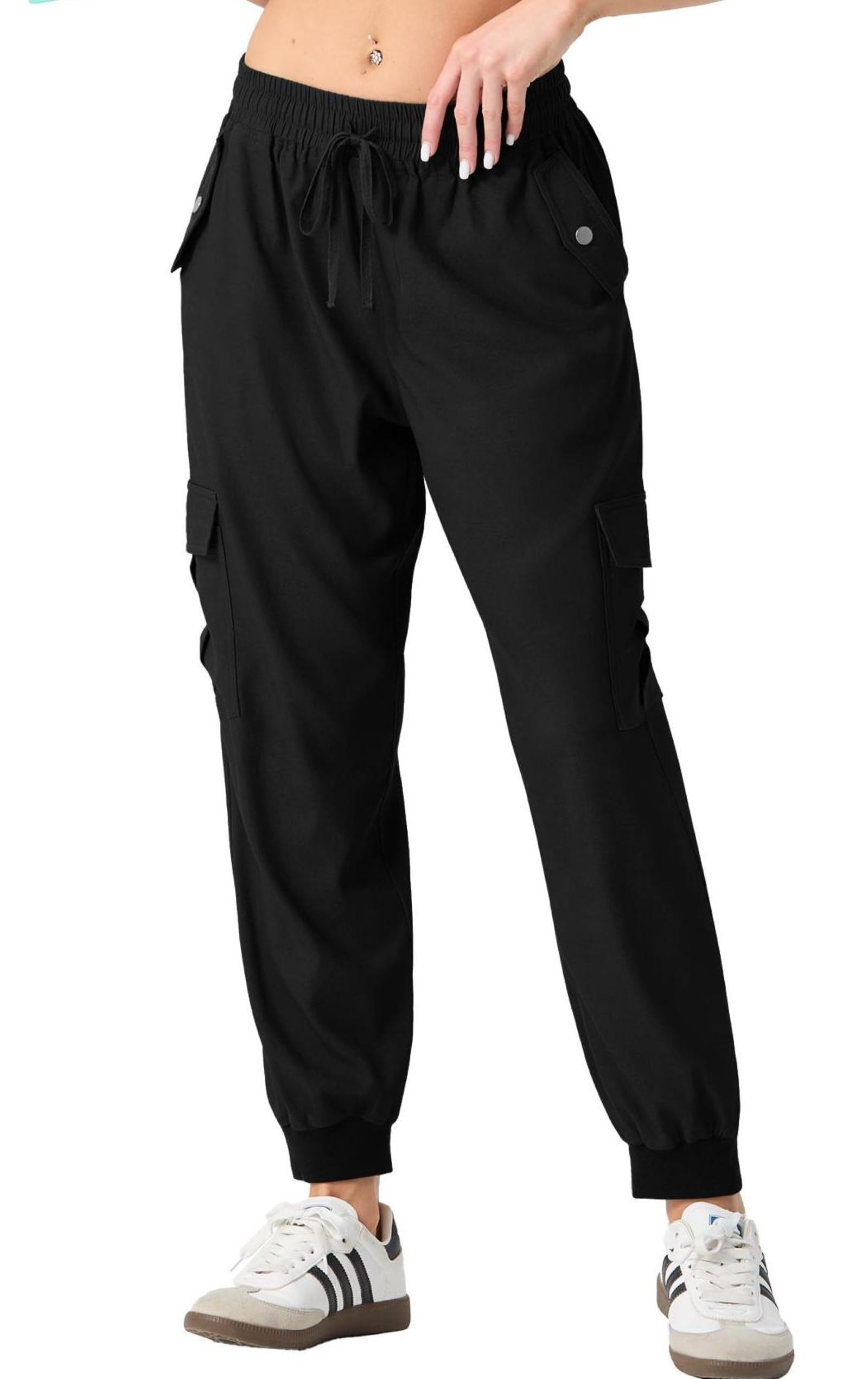 GRECERELLE Pantalon cargo d'été pour femme avec taille élastique et chevilles resserrées pour voyage, extérieur, streetwear