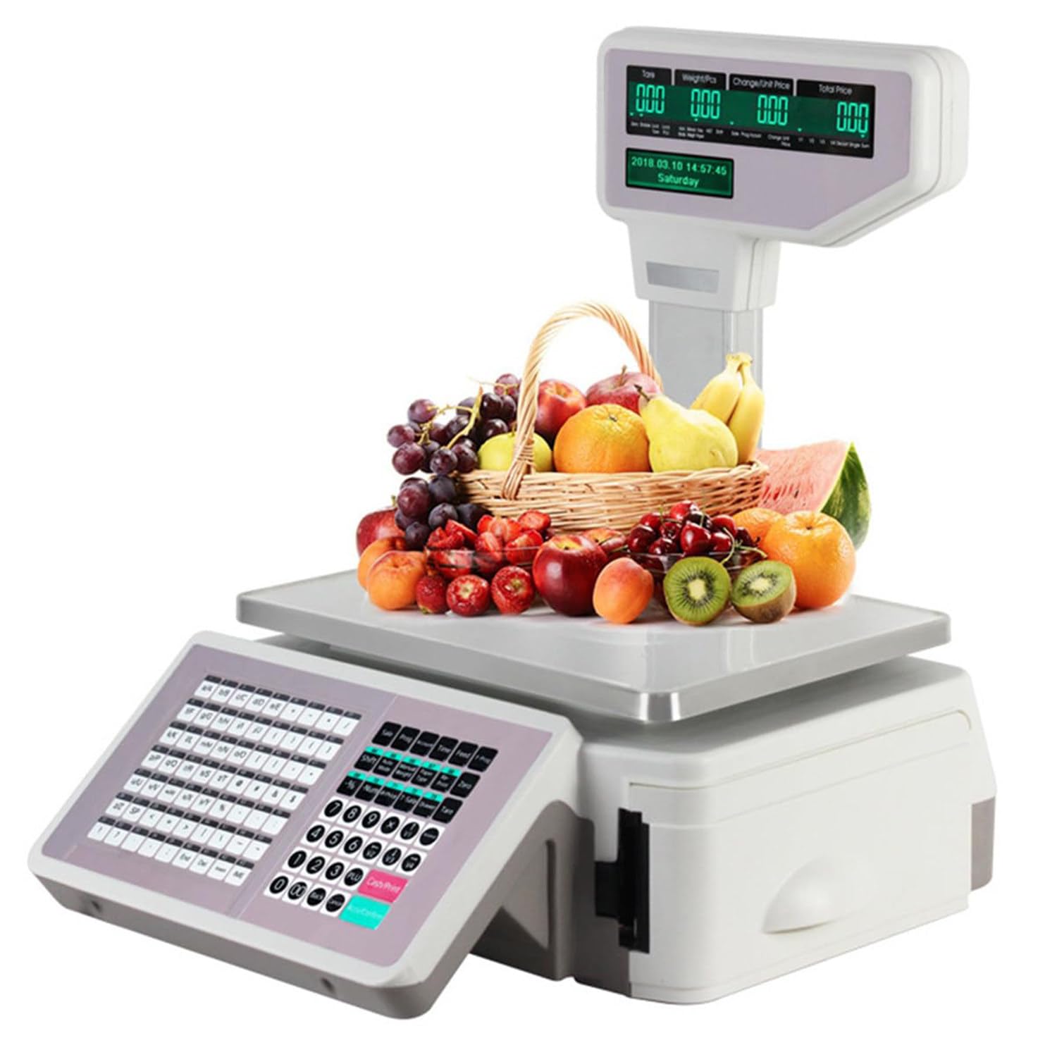 Label Printing Scale,Electronics Barcode Thermal Printer,Digital Price Computing Scale Dual LCD Screen for Supermarket Retail Store and More