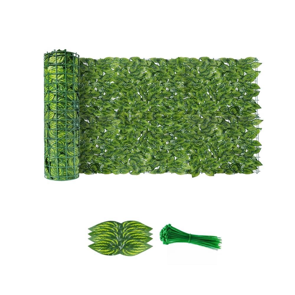 Qisino Watermelon 0.5*3M Artificial Ivy Fence Screening,Garden Fence Screening,Privacy Fence Screen Artificial Hedge Screening With 50Pcs Zip Ties For Garden,Balcony,Outdoor Decoration (Watermelon 0.5 * 3M)