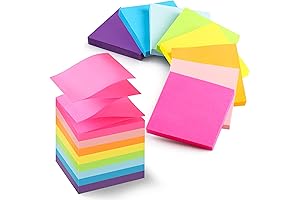 Accordion Index Tabs Self-Stick Flags 3x3 Pop up Sticky Notes 8 Neon Colors