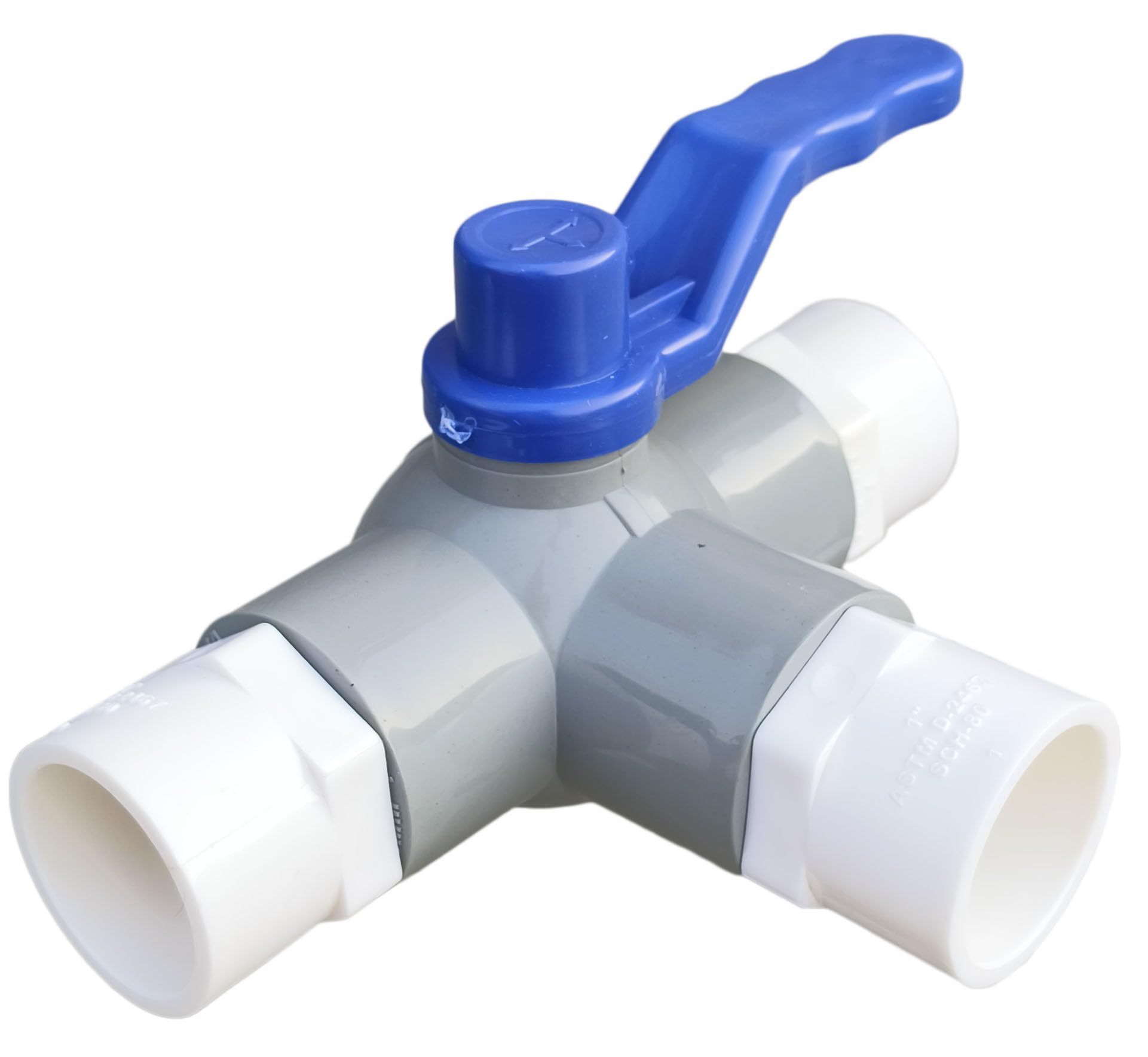 ESEKSAFAR PVC T-Way Ball valve 1"inch BSP Thread with 3pc 1inch UPVC Pipe Adapter/jointer-image-31