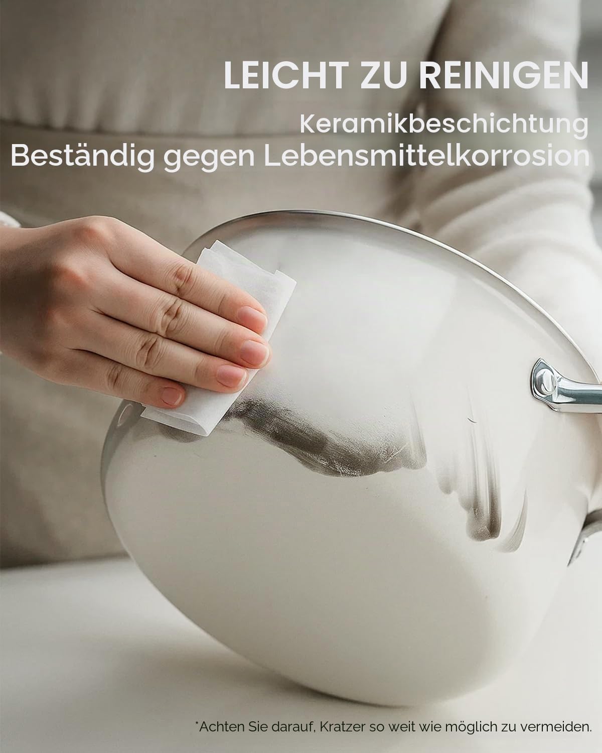Kochtopf 24 cm, 6 L Edelstahl Suppentopf für Induktion mit Deckel