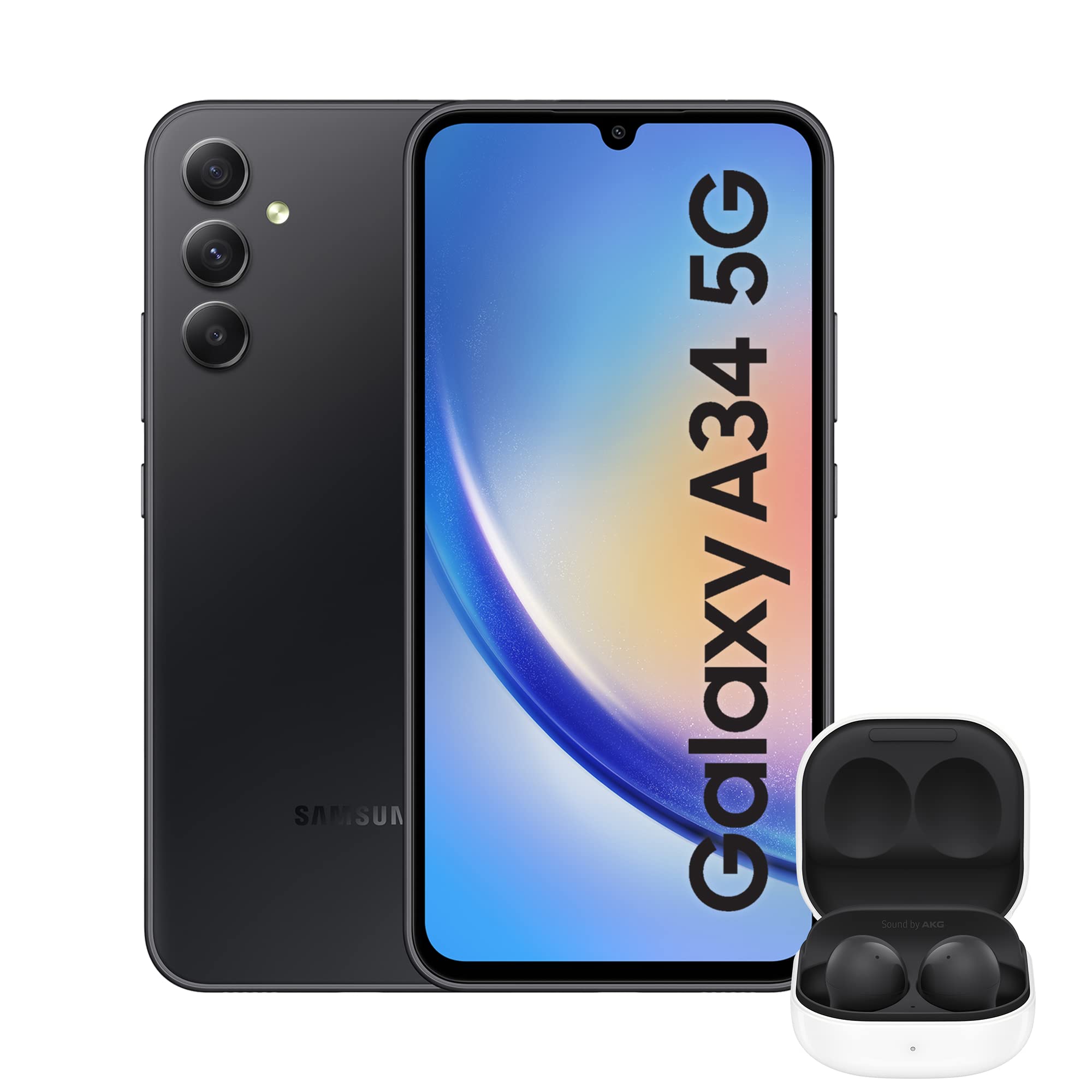 SamsungGalaxy A34 5G Mobile Phone 6.6 Inch Super AMOLED screen 128GB Awesome Graphite 3Y Extended Manufacturer Warranty with Buds2 Black