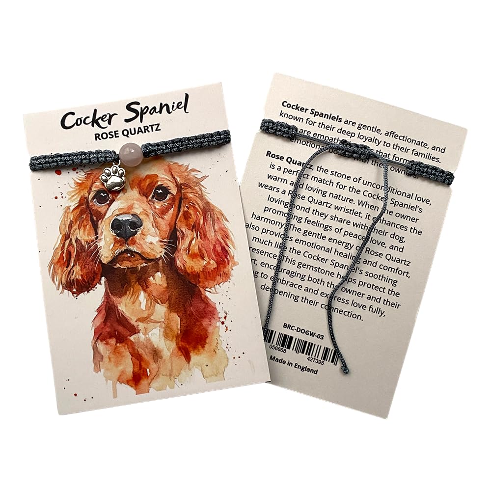VIE The Pawstone Collection Wristlet, Cocker Spaniel, Rose Quartz