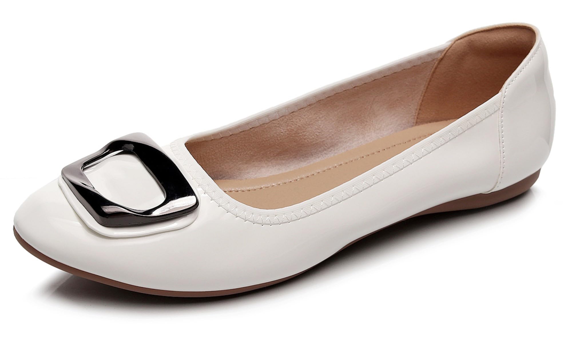 VenusCelia Women's Buckle Dance Flat Shoes