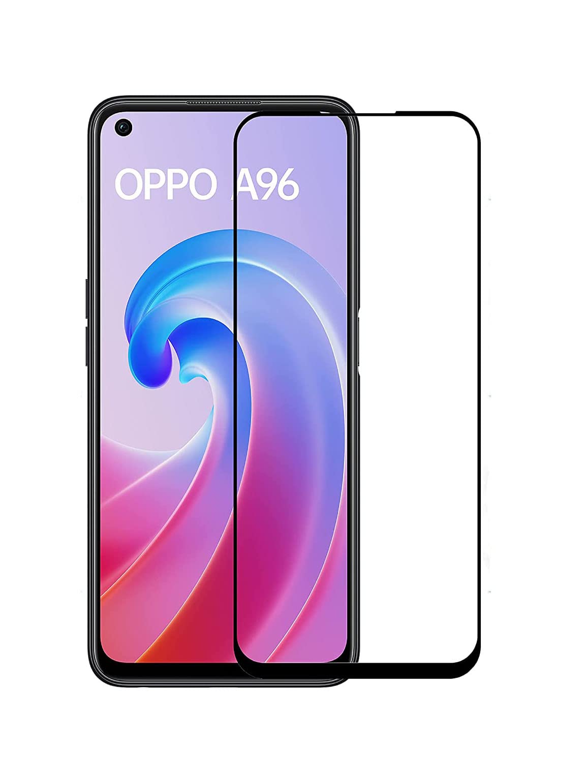 Shree Store Edge to Edge Full Screen Coverage Tempered Glass for Oppo A96-(Black)