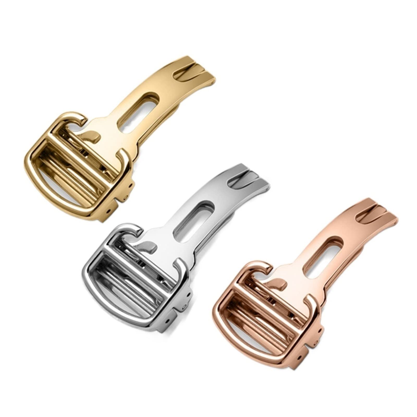 Do paska karty klamra niebieski balon zbiornik klucz London Santos seria składana klamra ze stali nierdzewnej 12 mm, 14 mm, 16 mm, 18 mm, 20 mm (kolor: srebrny, rozmiar: 14 mm)