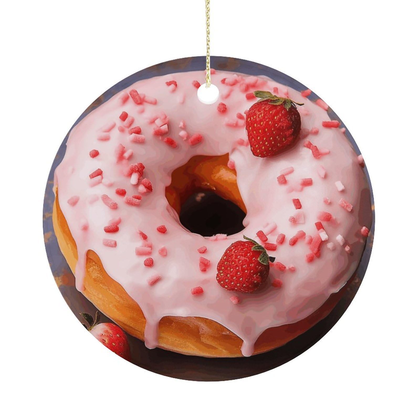 Adfgyerh Women's Style Strawberry Donut Hanging Ceramic Ornaments, Christmas Tree Decorations, Funny Home Decor Gifts For Sisters & Work Best Friends