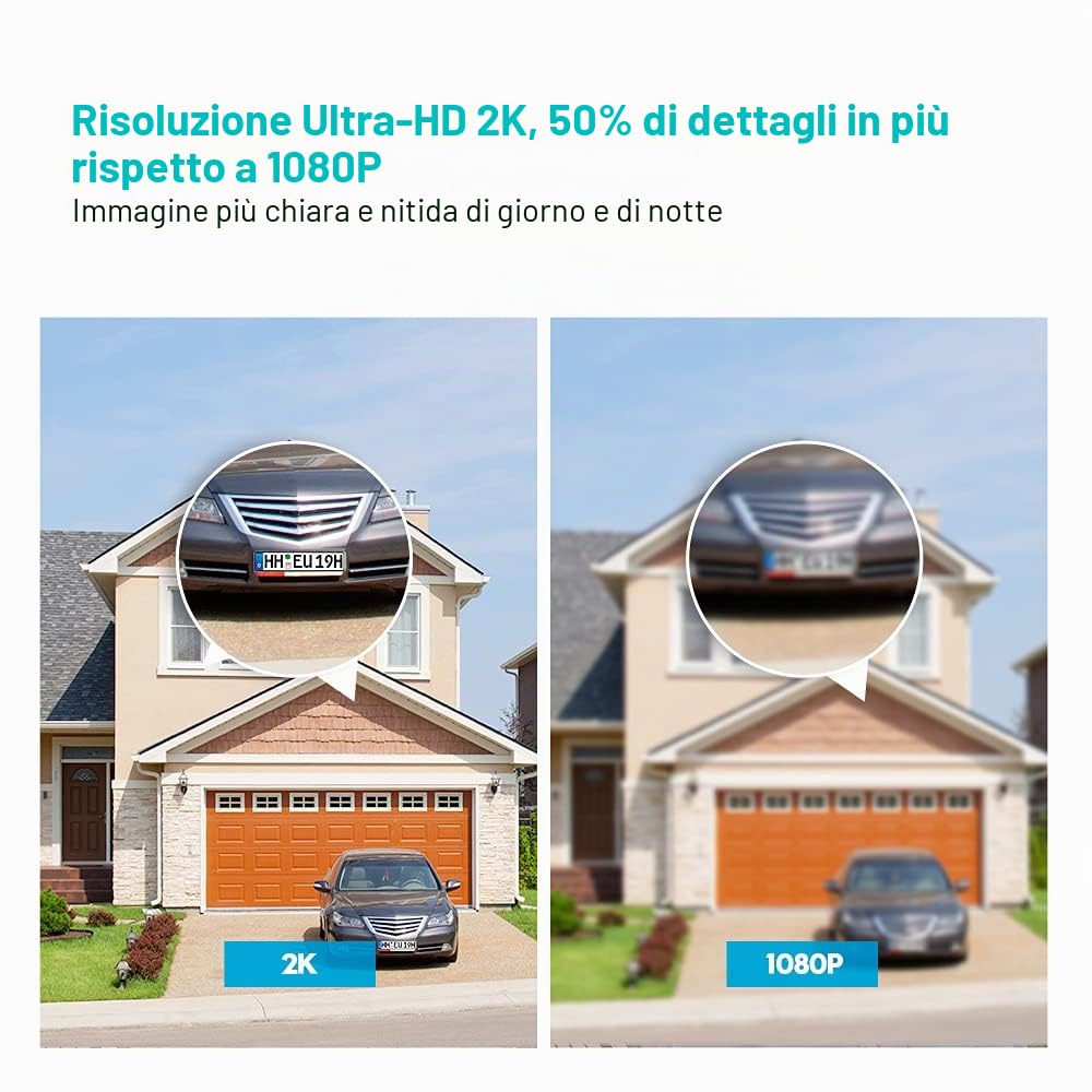 HiKam Telecamera di sorveglianza A9 2023 Gen, PT per esterni, con riconoscimento personale, risoluzione Ultra HD 2K, senza fili, IP WLAN, orientabile, con sirena, visione notturna, IP66, impermeabile