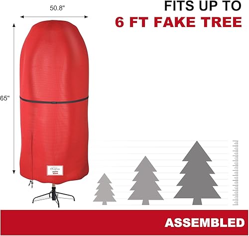 Miniatura 9 de Cubierta para árbol de Navidad con correas ajustables, bolsa de almacenamiento vertical para árbol de Navidad con cremallera y cordón para árbol