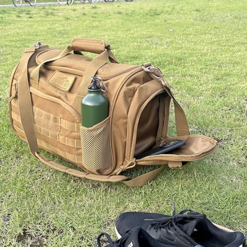 APRlLBAY Gym Bag Large Size 43L Training Bag Traveling With Luggage Strap Equipment Bag Tactical Military Duffel for Men&Women Basketball Football Weekender,Sports Bag Sturdy (Khaki)4
