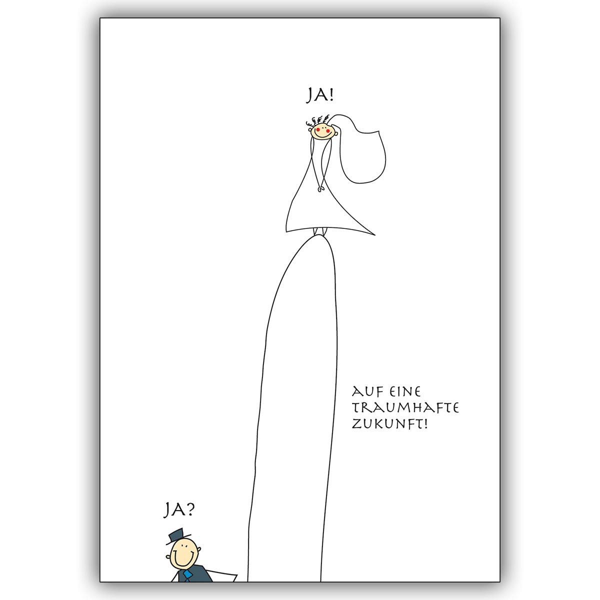 Kartenkaufrausch 16 Hochzeitskarten (16er Set): Lustige Hochzeitskarte mit Brautpaar Ja? Ja!: Auf eine traumhafte Zukunft! • hübsche hochwertige Grusskarte mit Umschlag zu vielen Anlässen