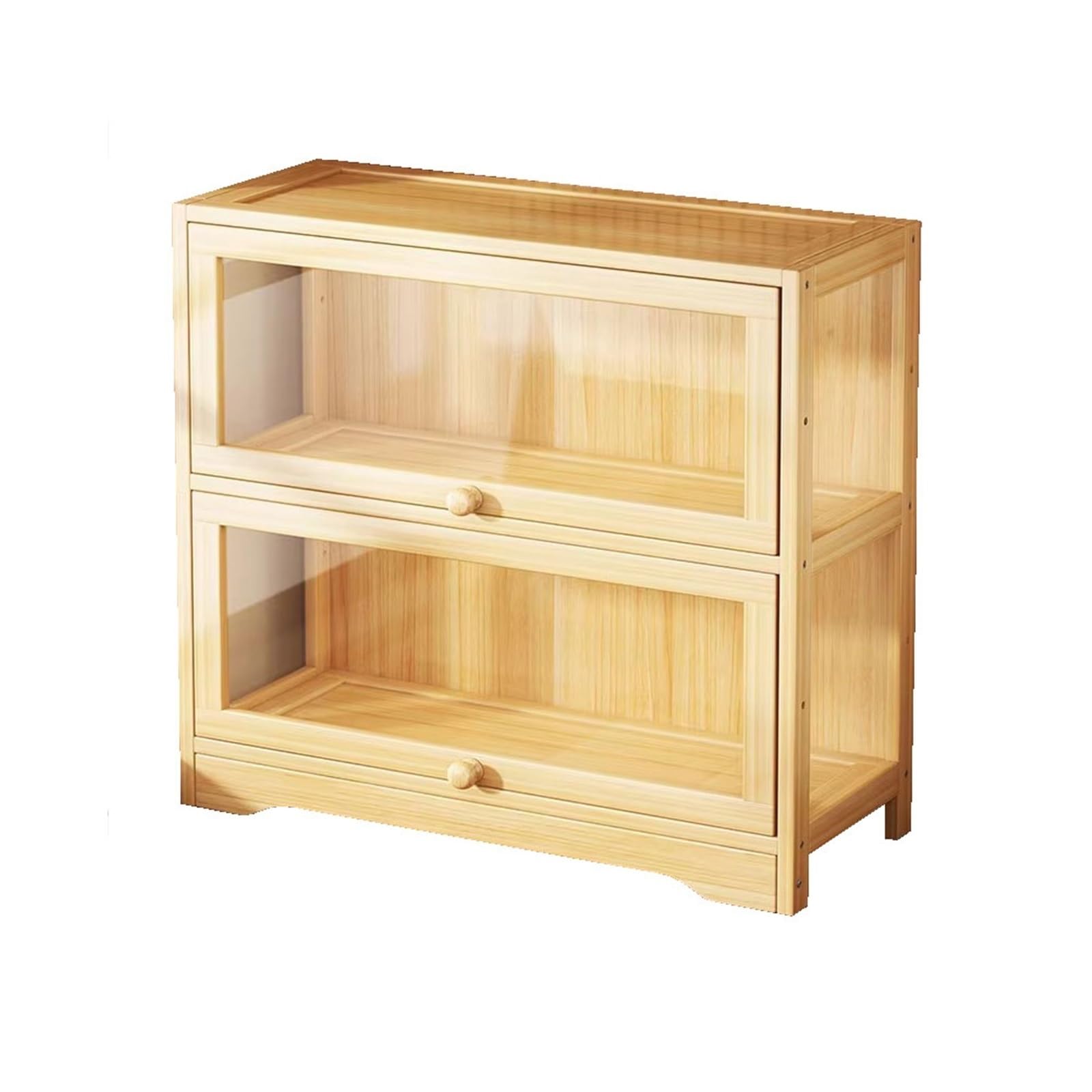 Cenz-888 Portable Bookshelf Desktop Wooden Bookshelf Countertop Storage Cabinet Acrylic Door Display Case Showcase Storage Rack