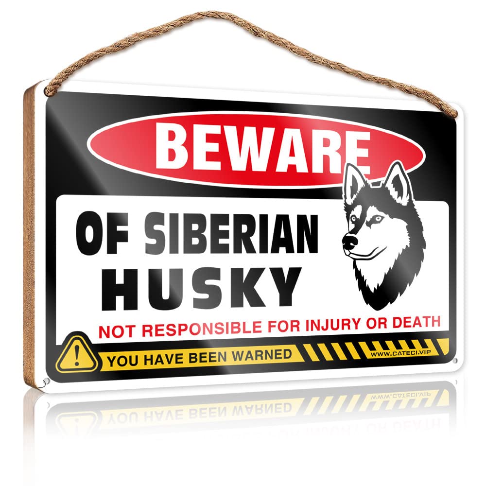 Porch Signs And Decor Outdoor Beware Of Siberian Husky Wooden Sign Outdoor Signs And Decor Spring Porch Sign(23X35CM)