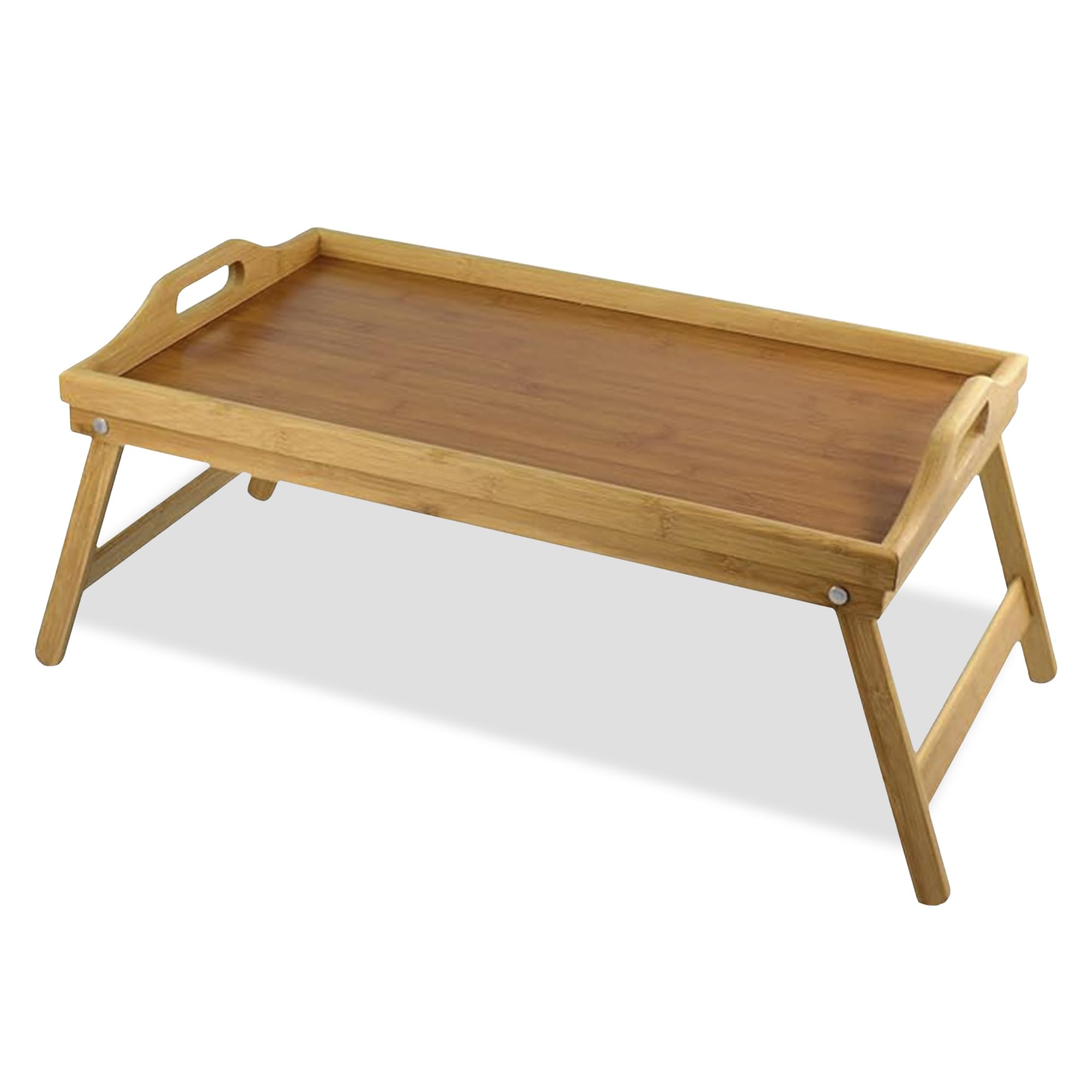 Plateau en bambou avec poignées et pieds pliables, pour regarder la télé depuis le canapé ou le lit, 50 x 30 cm
